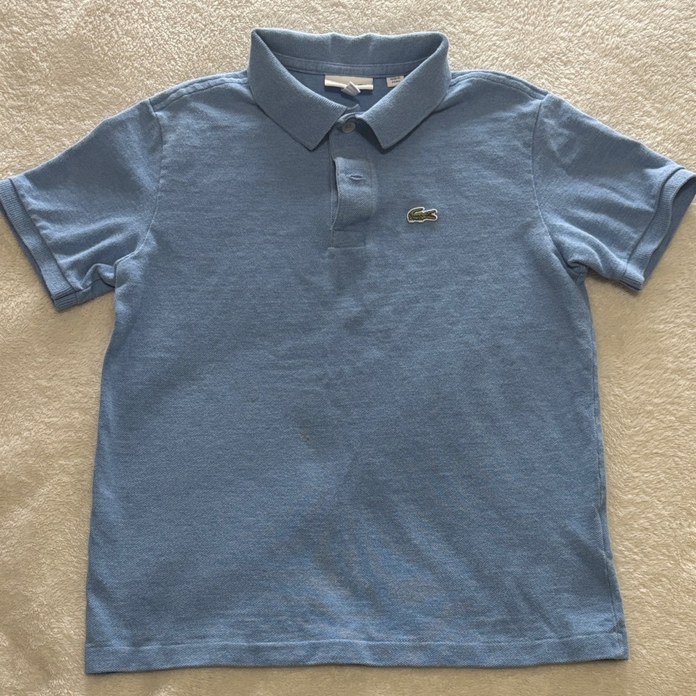 Lacoste Kids Sky Blue Cotton Polo with Crocodile Logo